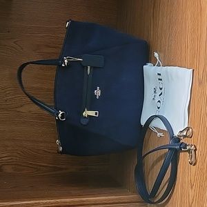 Coach Navy Suede Crossbody satchel bag